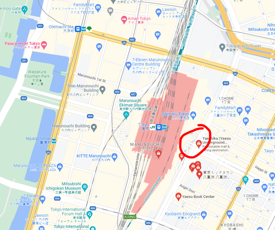 야에스 도쿄역 지도